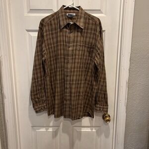 Columbia Sportswear Mens Large‎ L Brown Plaid Long Sleeve Button Front Shirt